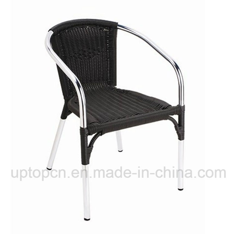 Black Outdoor Rattan Chair with Armrest for Coffee Shop (SP-OC763)