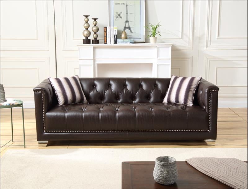 Classic Living Room Chesterfield Leather Sofa