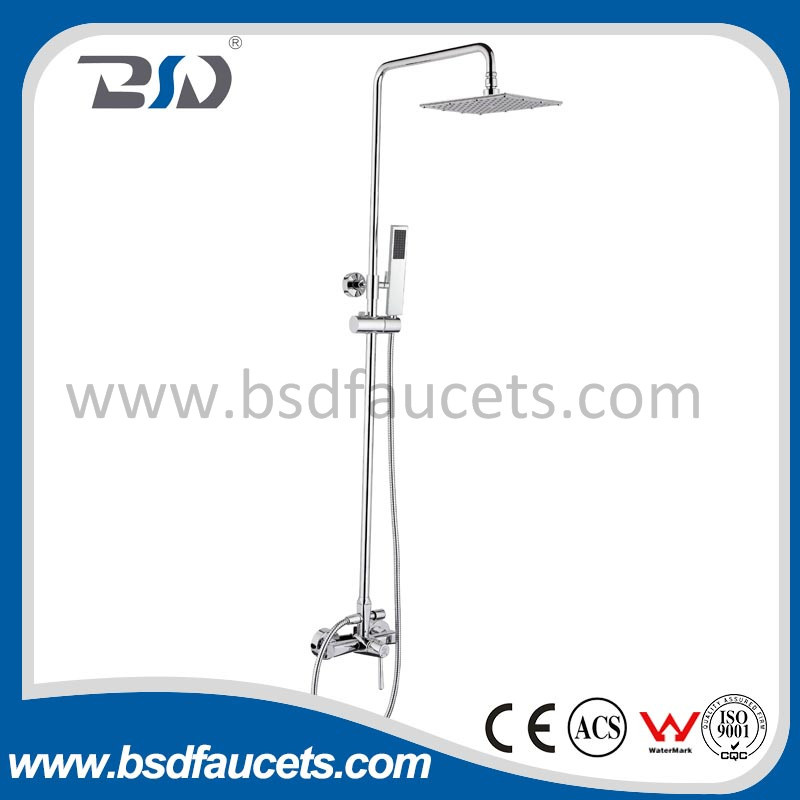 Chrome Bathroom Bath Rainfall Shower Head Shower Faucet Set