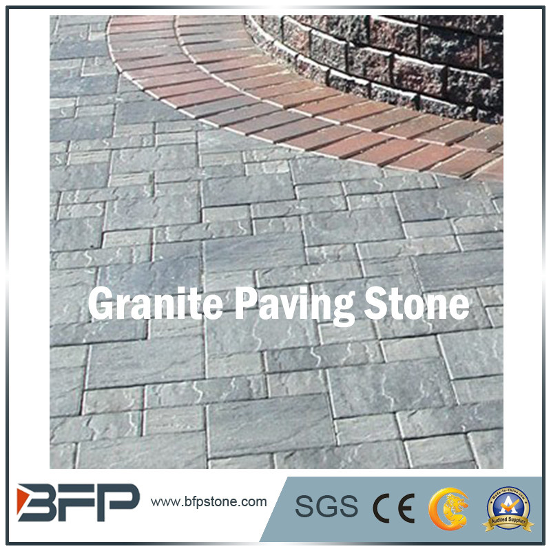 Cobble Stone on Mesh Sheet, Granite Cobblestone, Cube Stone for Garden Outside