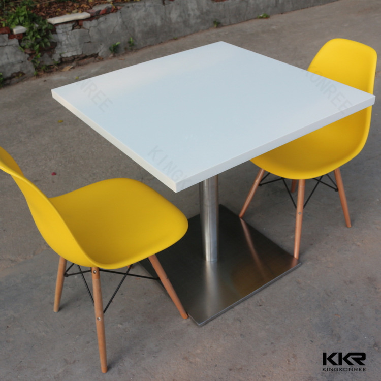 2 Seater White Top Restaurant Dining Table with Chair for Sale