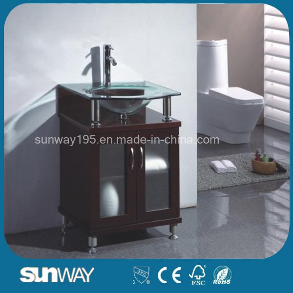 Floor Standing Solid Wood Bathroom Furniture with Sink