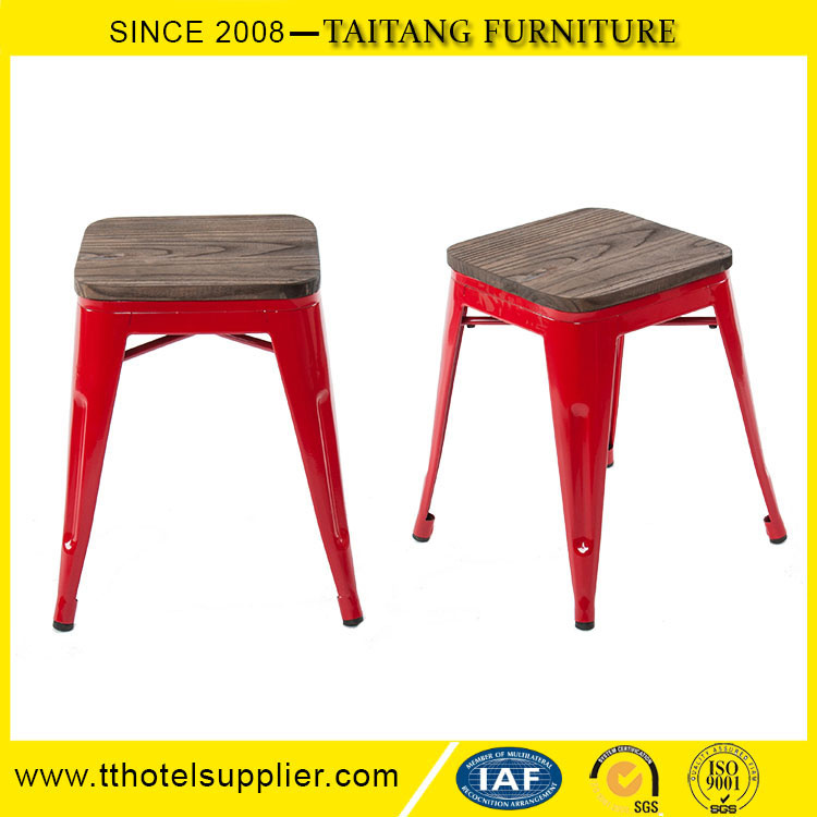 Square Iron Dining Chair with Wooden Seat
