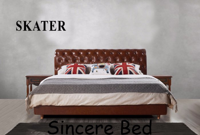 B002 Modern Bedroom Bed American Style Leather Bed