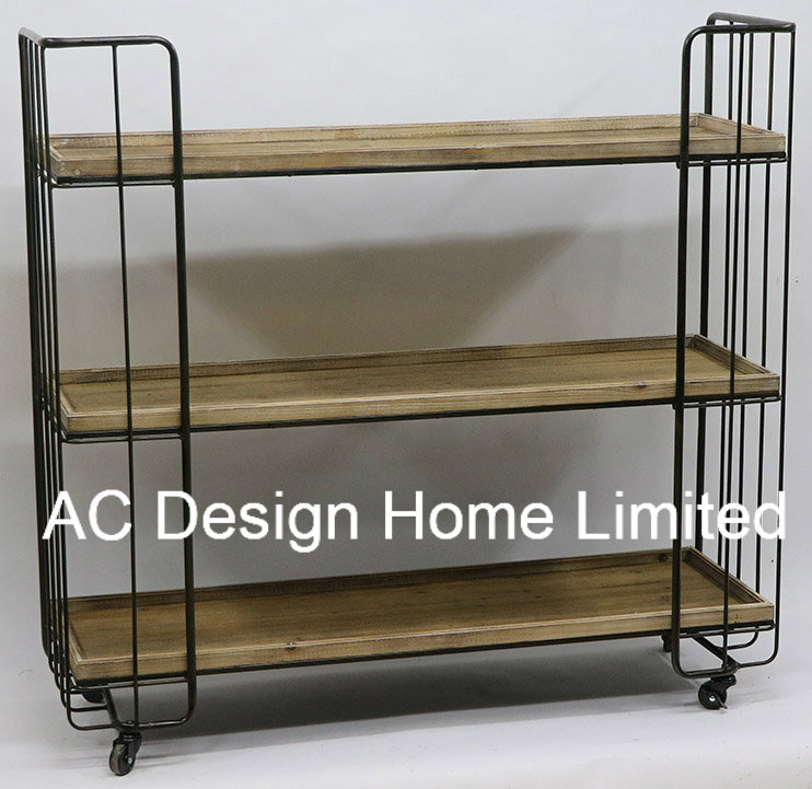 3 Tier Antique Vintage Decorative Wooden/Metal Book Shelf Modern
