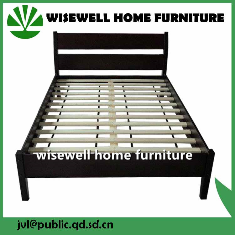 Solid Pine Wooden Double Bed with Low Foot End (WJZ-B85)