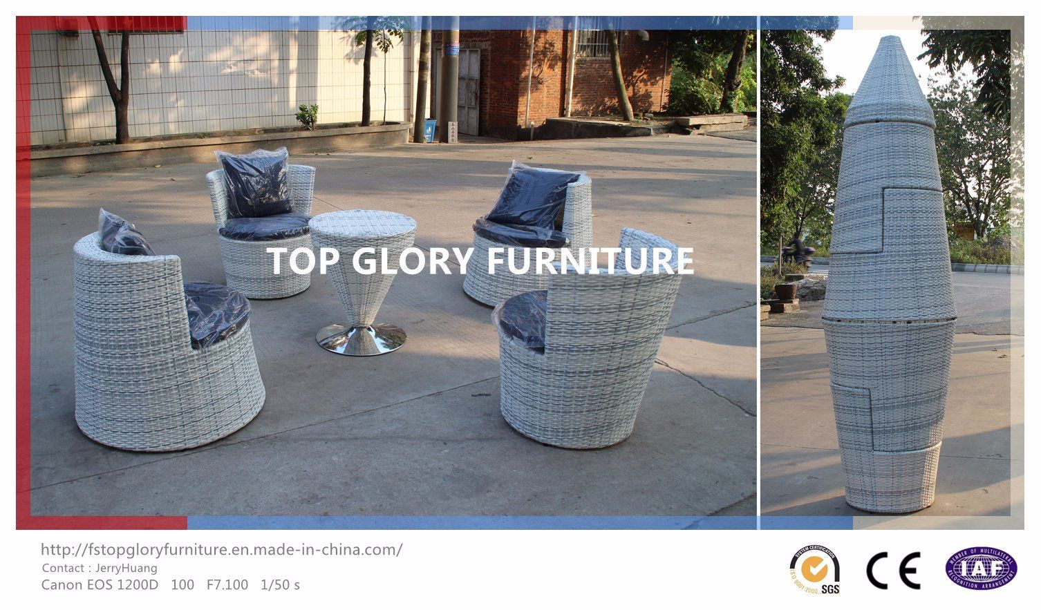 Balcony Sofa Set Vase Wicker Sofa Outdoor Furniture (TGBS-006)