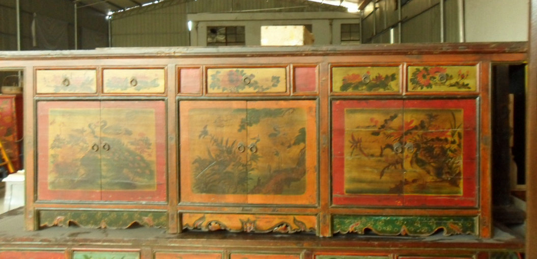 Chinese Antique Furniture Mongolia Wooden Cabinet Lwc400-1