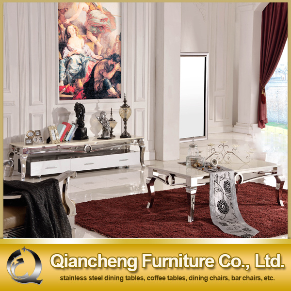 Modern Marble Top TV Stand with Drawer