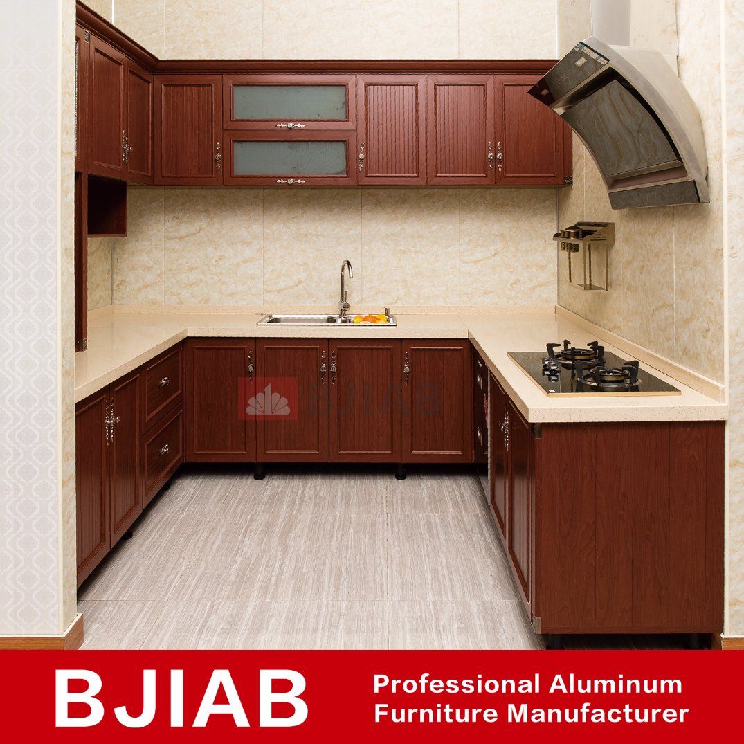 Red Teak Classic Metal Home Furniture Aluminum Kitchen Cabinet