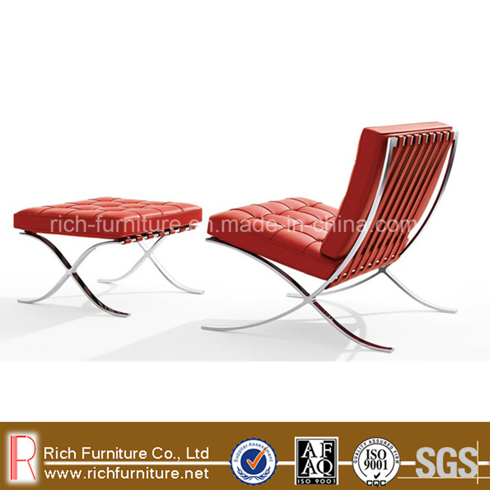 Classic Ikea Barcelona Leisure Sofa Chair with Ottoman (Stool)