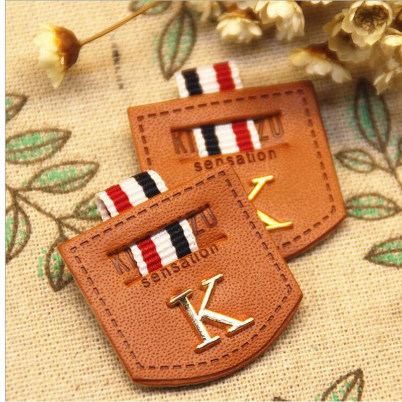 Customized High Quality Genuine Leather Patch with Metal Logo