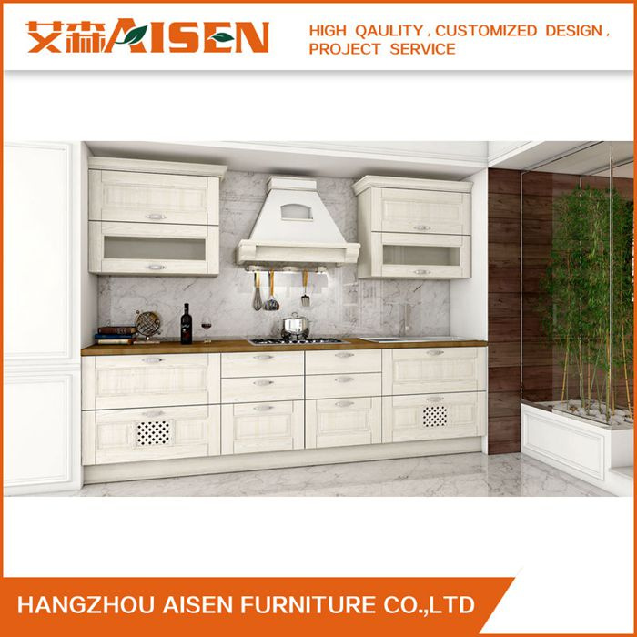 2018 Contemporary Solid Wood Kitchen Cabinets with Modern Bar (ASSW021)