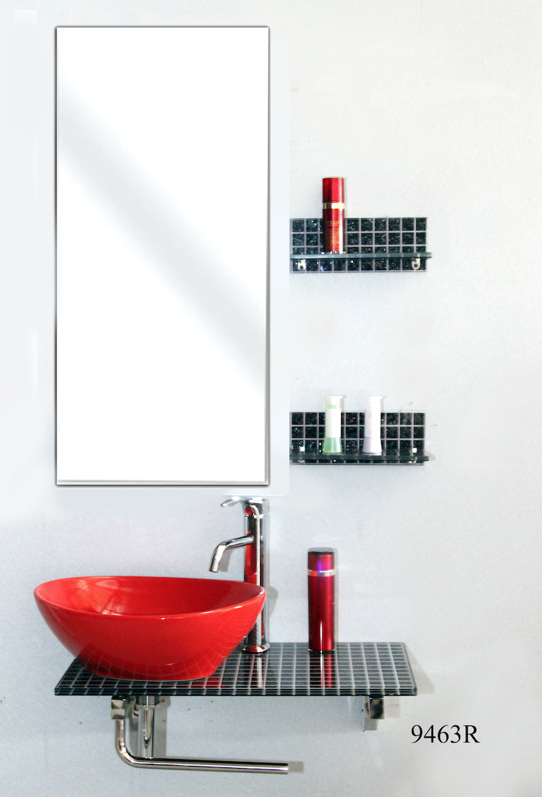 Tempered Glass Sink with Stainless Steel Frame