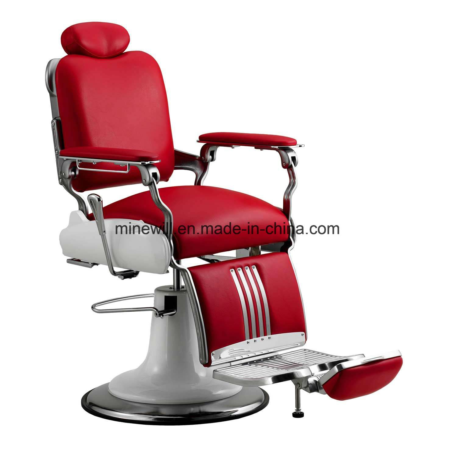 Red Heavy Duty Barber Chair Multiple Chrome Salon Furniture