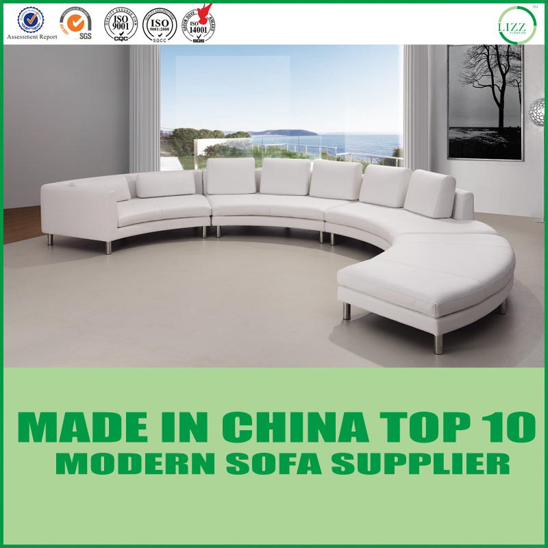 Hotel Furniture Wooden Round Leather Sofa Set