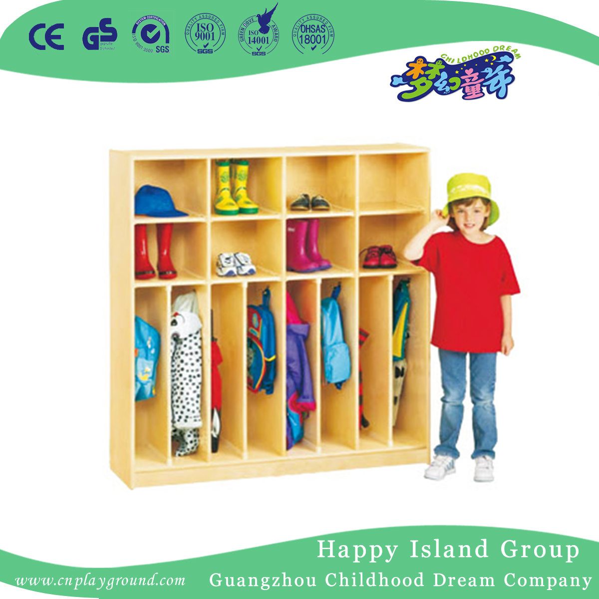 School Wooden Made Toddler Clothes Storage Cabinet (HG-4608)