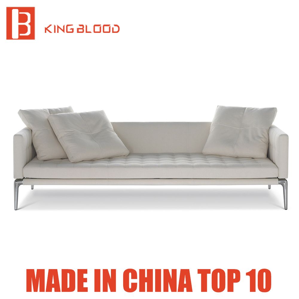 White Color Italian Top Geniune Leather 3seater Couch Sofa Furniture for Living Room