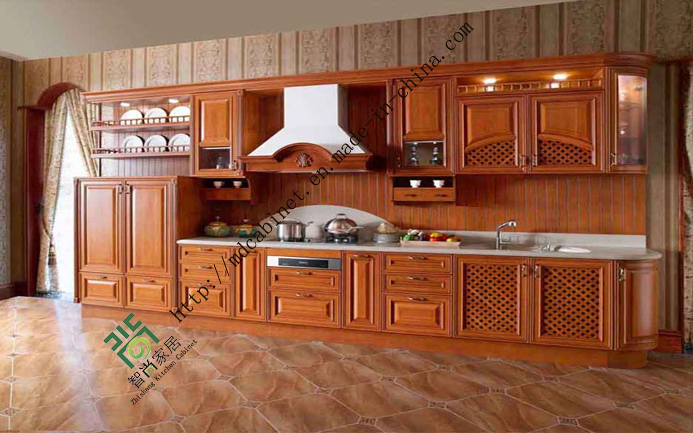Classic Solid Wood Kitchen Cabinet Design (zs-291)
