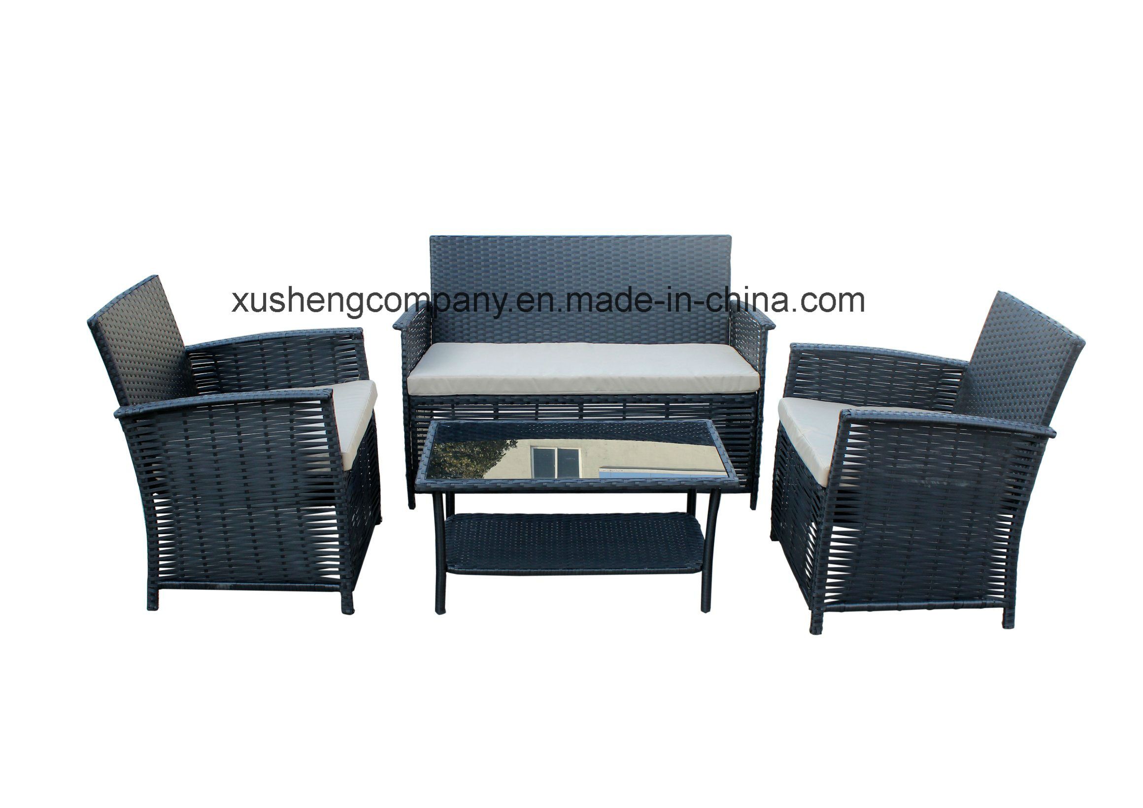4 PCS of Steel Rattan Sofa Set