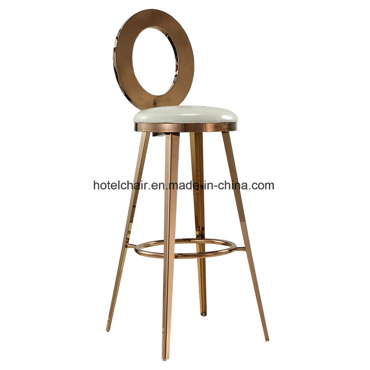 Infinity White Leather Stainless Steel High Bar Chair