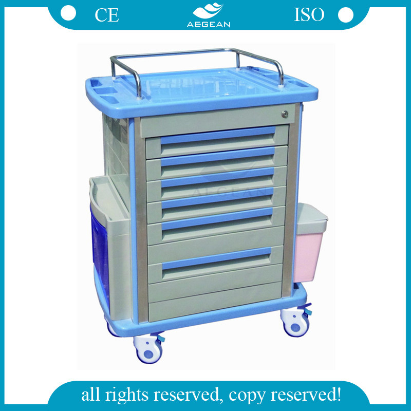AG-Mt001A1 Hospital Medical Trolley Medicine Trolley Plastic Medicine Delivery Cart