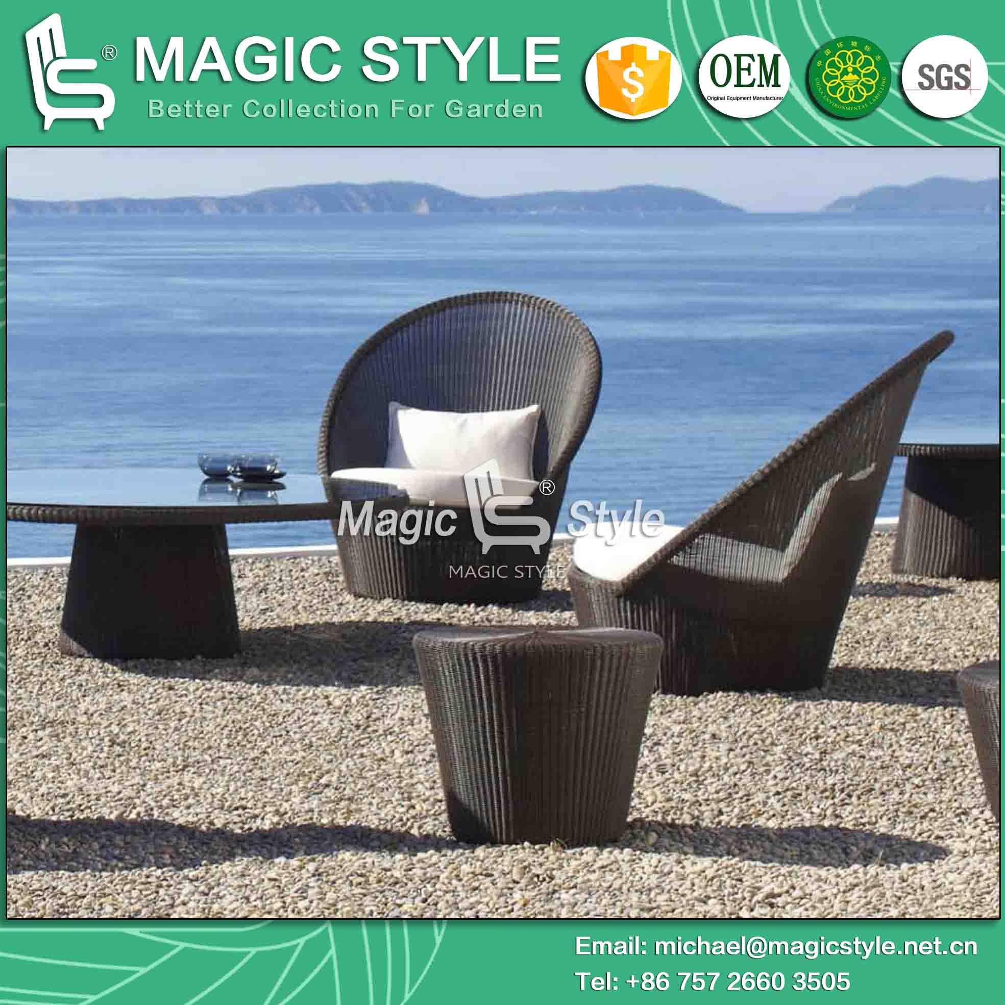 Hight Quality Rattan Sofa with Cushion Patio Wicker Sofa Outdoor Leisure Sofa (Magic Style)