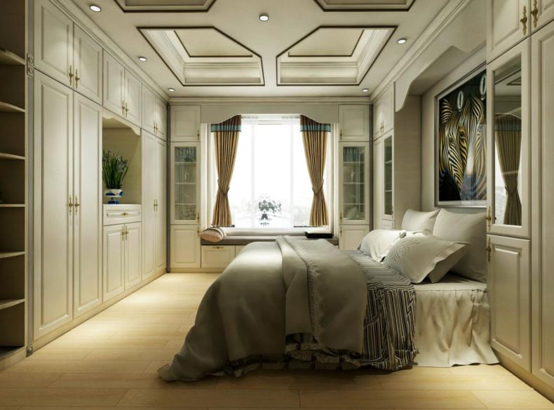 Luxury Bedroom Furniture Wardrobe Cabinet with 4 Doors Wardrobe and 2 Drawers (FOH-WCE8)
