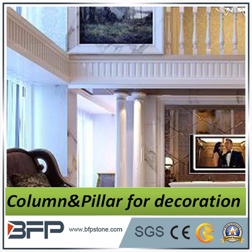 White Marble with Grey Vein Column for Villa Decoration