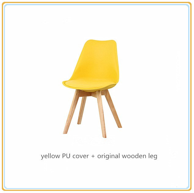Colorful Chairs with Yellow PU Cover and Wooden Legs