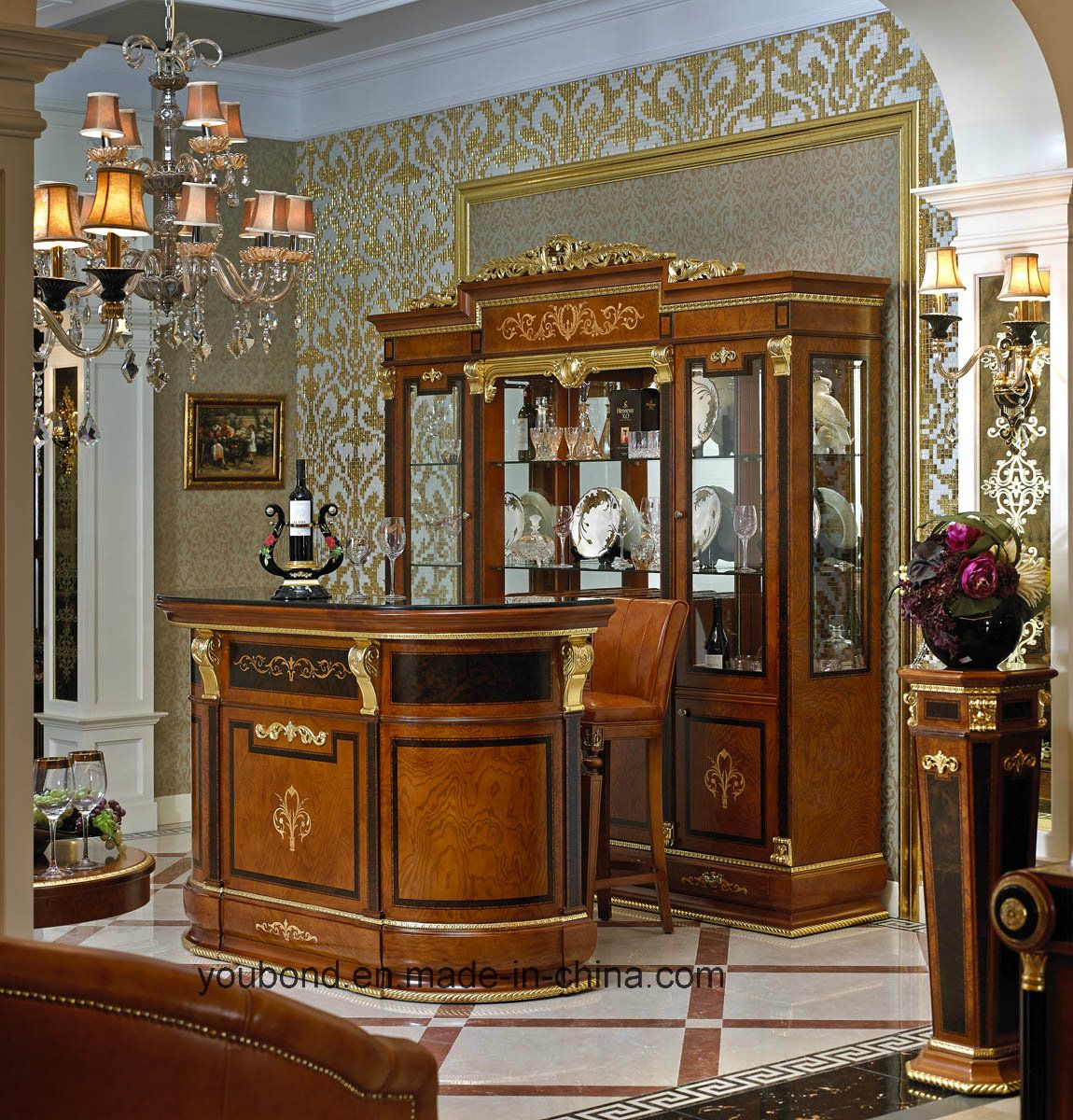 0038 Import Beech Solid Wood Carved by Hand Style Bar Table