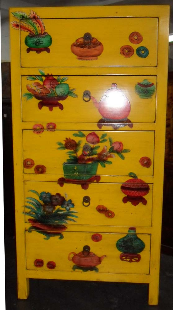 Antique Chinese Painted Wooden Chest Lwb712