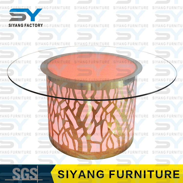 Table Furniture Tempered Glass Top Dining Table with Stainless Steel