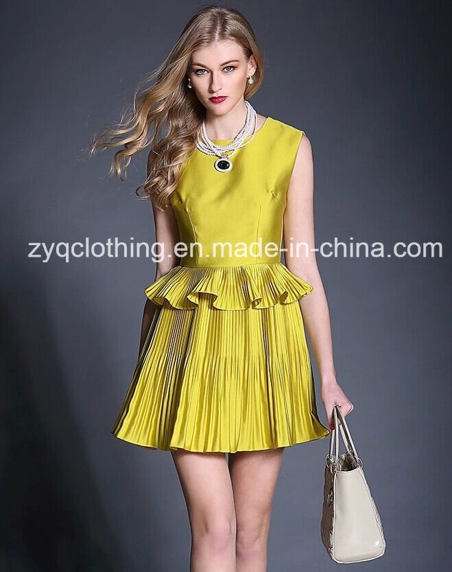 Fashion Dress, Hot Pleated Dress, Fashion Fake Two Piece Dress