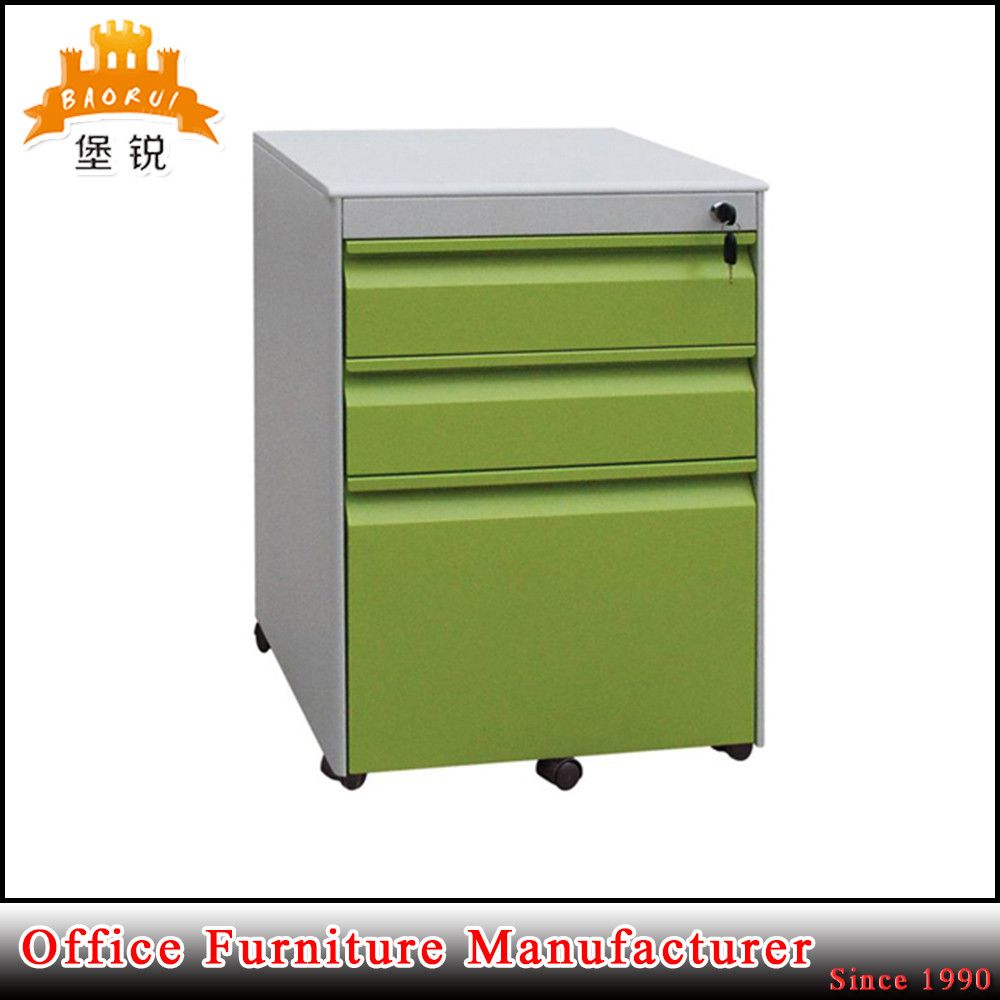 Office Metal Movable Mobile 3 Drawers Filing Cabinet with Wheels