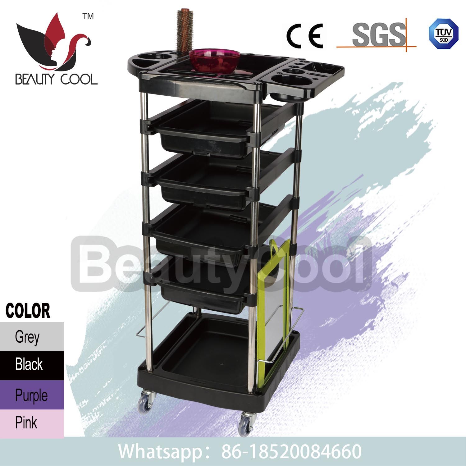 Black Salon Trolley Professional Hair Carts