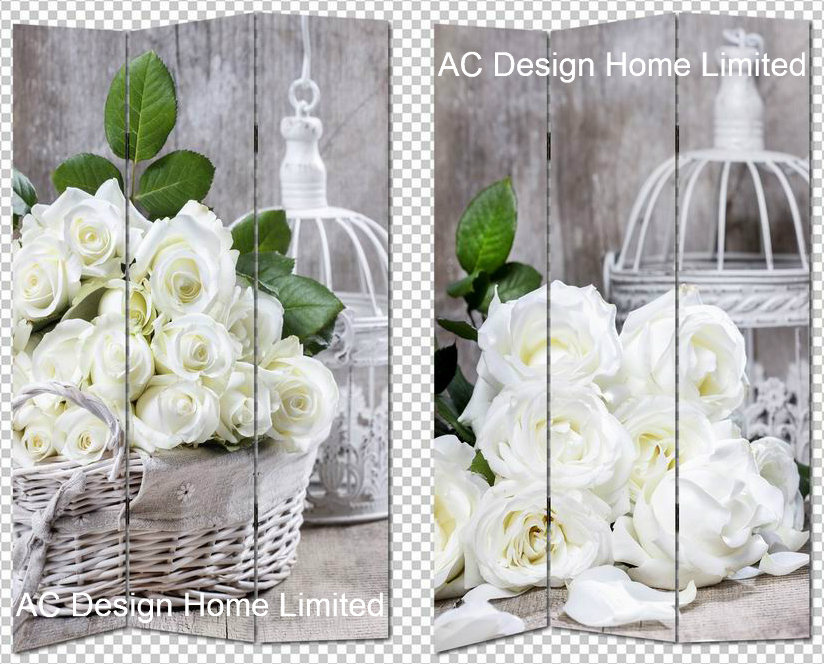 Wedding Decor Design Living Room Canvas and Wooden Printing Decorative Folding Screen Room Divider X 3 Panel
