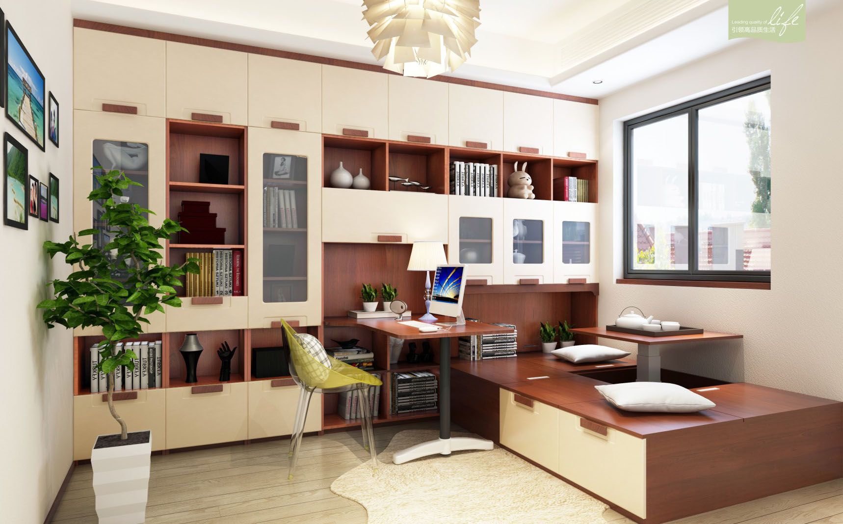 Book Cabinet with Tatami Bed for Bedroom Furniture (V3-BC001)