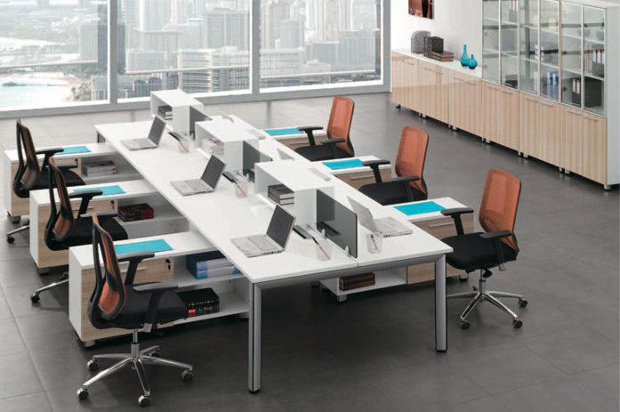 6 Seater Straight Office Computer Desk with Partition