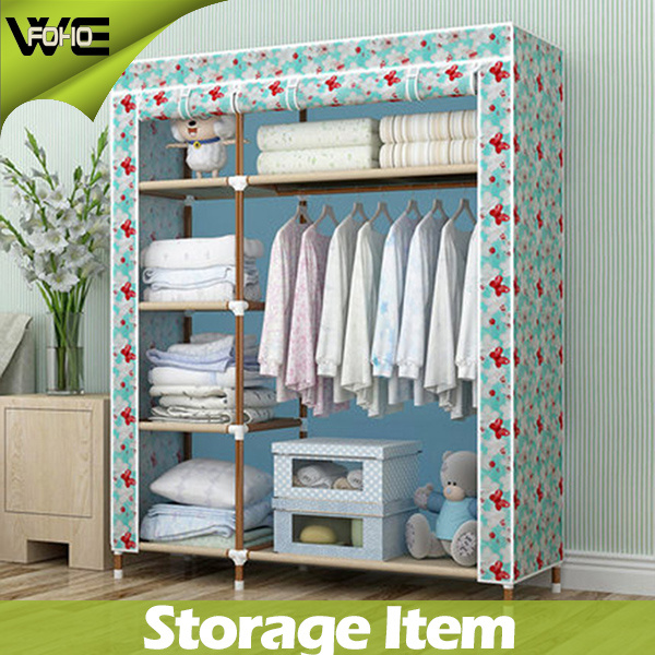 Fabric Furniture Wardrobe Closet Cheap Double Simple Wardrobe