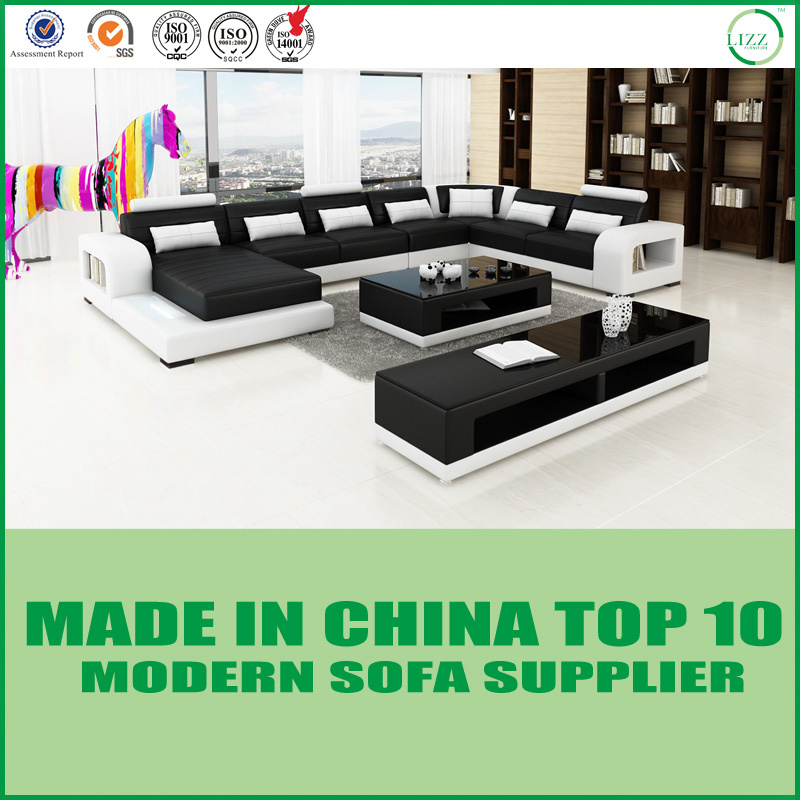 Italian Leather U Shape Sectional Sofa