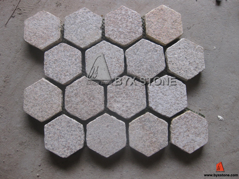 G682 Yellow Granite Honeycomb Shape Cobblestone for Driveway Paving