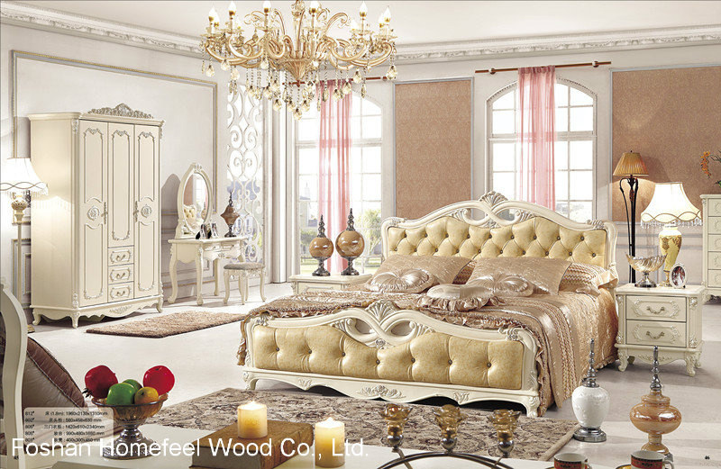 French Antique Wooden King Size Bedroom Set (HF-MG023)