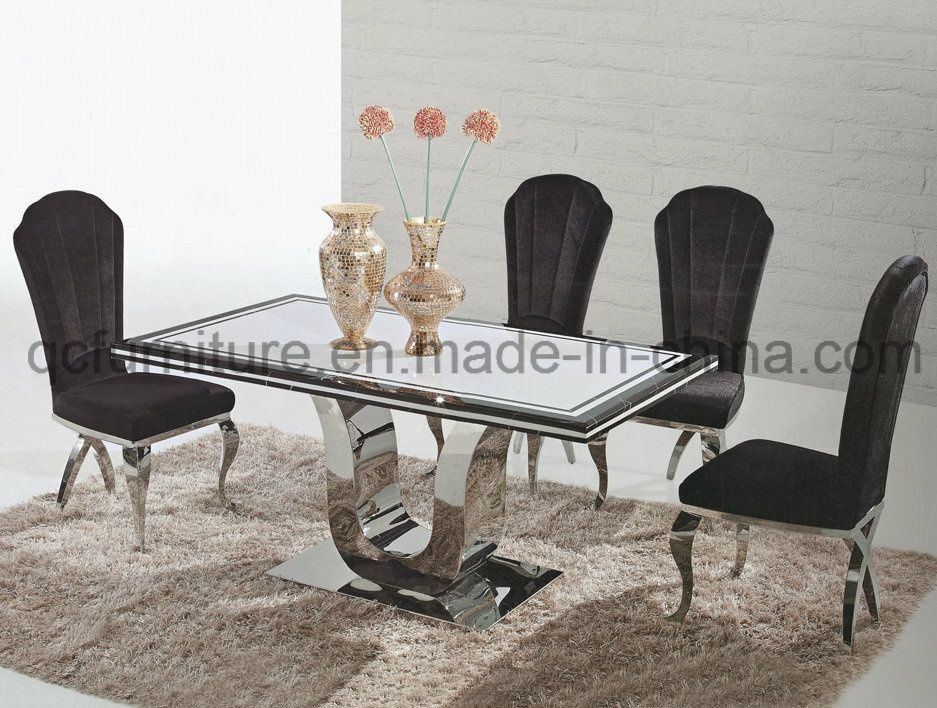 U Shape Stainless Steel Base Dining Table