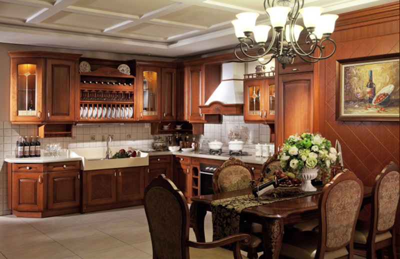 America Style Solid Wood Kitchen Cabinet (Br-SA01c)