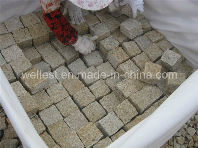 G682 Sunset Yellow Rusty Granite Cube Paving Stone
