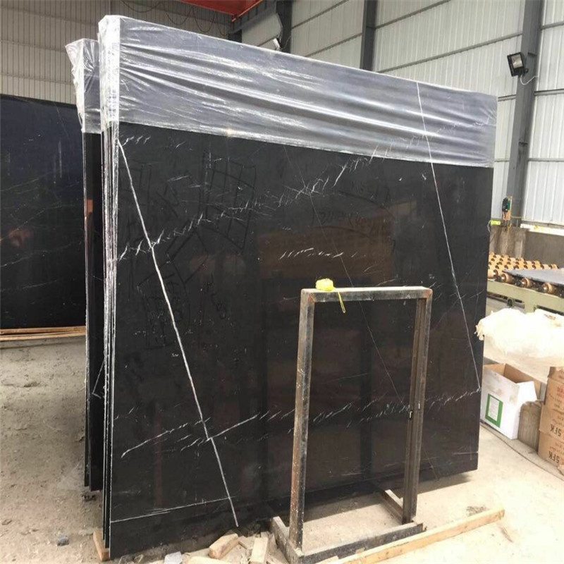 Chinese Guangxi Black Marquina Granite Cutter Size Slabs Black Marble