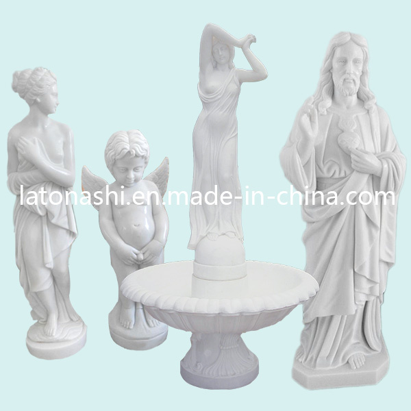 Modern Western Figure Statue, White Angel Marble Carved Art Sculptures
