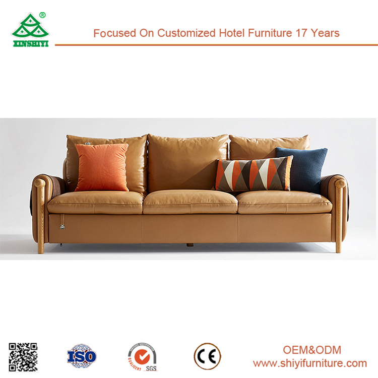 Classic Furniture Living Room Antique Traditional Leather Sofa