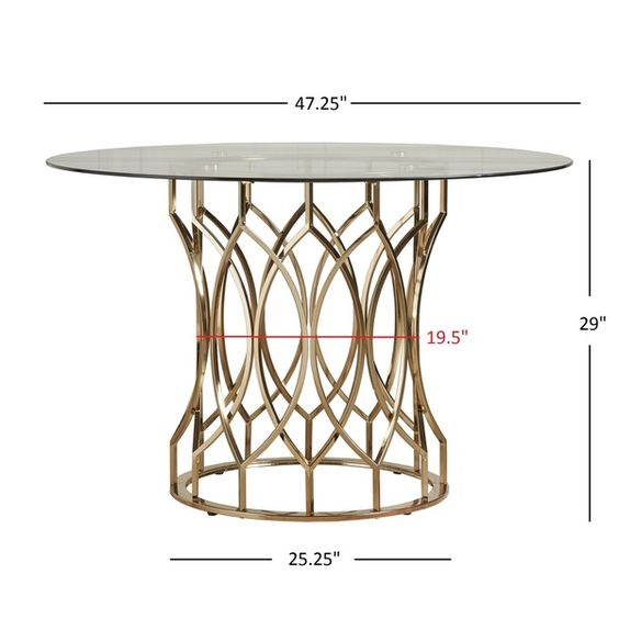 Stainless Steel Frame Tempering Glass Round Dining Table